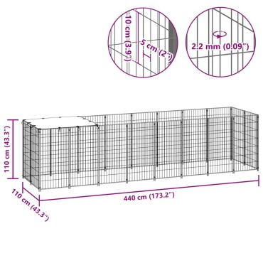 vidaXL Σπιτάκι Σκύλου Μαύρο 4,84 m² Ατσάλινο