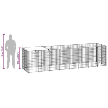 vidaXL Σπιτάκι Σκύλου Μαύρο 4,84 m² Ατσάλινο