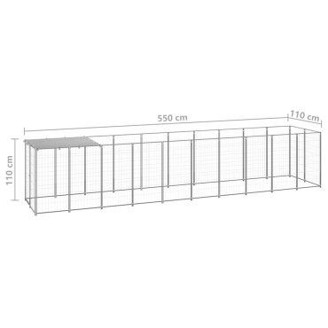 vidaXL Σπιτάκι Σκύλου Ασημί 6,05 m² Ατσάλινο