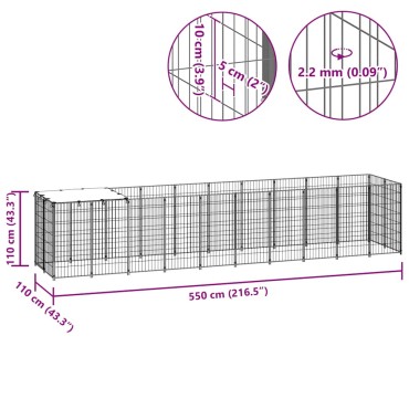 vidaXL Σπιτάκι Σκύλου Ασημί 6,05 m² Ατσάλινο