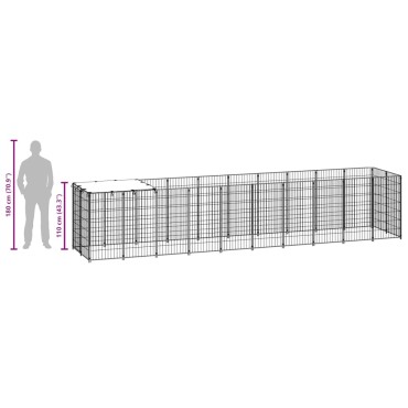 vidaXL Σπιτάκι Σκύλου Ασημί 6,05 m² Ατσάλινο