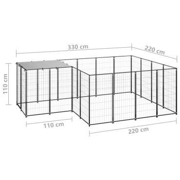 vidaXL Σπιτάκι Σκύλου Μαύρο 6,05 m² Ατσάλινο
