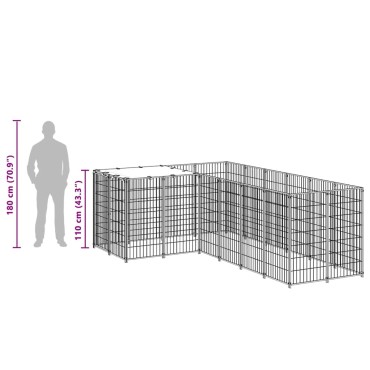 vidaXL Σπιτάκι Σκύλου Μαύρο 4,84 μ² Ατσάλινο