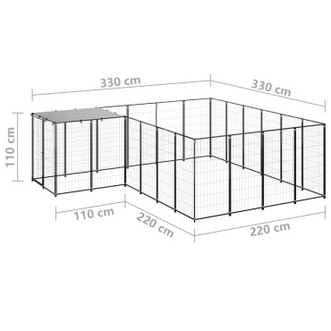 vidaXL Σπιτάκι Σκύλου Μαύρο 8,47 μ² Ατσάλινο