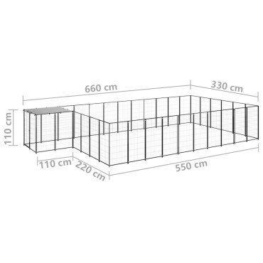 vidaXL Σπιτάκι Σκύλου Μαύρο 19,36 μ² Ατσάλινο