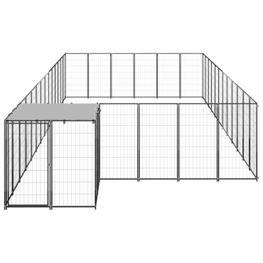 3082216 vidaXL Dog Kennel Black 22,99 m² Ατσάλι (150782+3x150784)