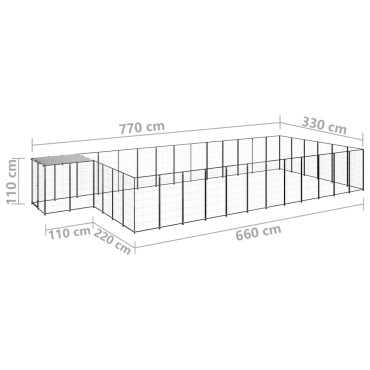 3082216 vidaXL Dog Kennel Black 22,99 m² Ατσάλι (150782+3x150784)