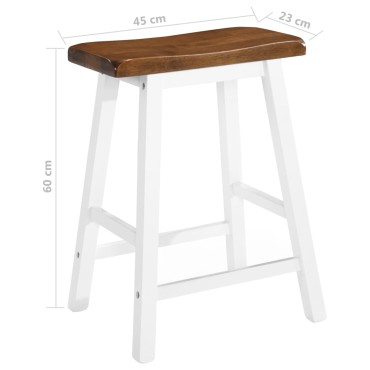 vidaXL Σκαμπό Μπαρ 2 τεμ. από Μασίφ Ξύλο 45x23x60cm