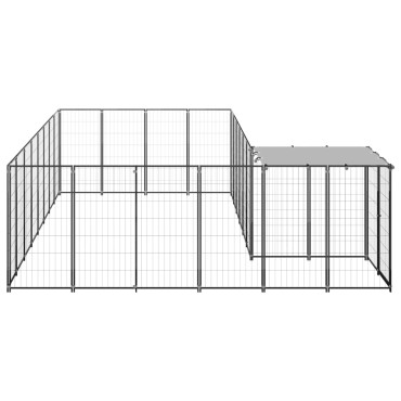 vidaXL Σπιτάκι Σκύλου Μαύρο 10,89 μ² Ατσάλινο