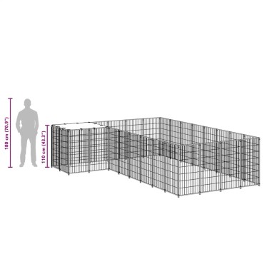 vidaXL Σπιτάκι Σκύλου Μαύρο 10,89 μ² Ατσάλινο