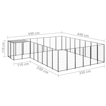 vidaXL Σπιτάκι Σκύλου Μαύρο 15,73 μ² Ατσάλινο