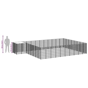 vidaXL Σπιτάκι Σκύλου Μαύρο 25,41 μ² Ατσάλινο