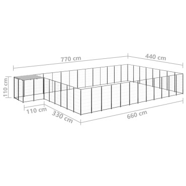 vidaXL Σπιτάκι Σκύλου Μαύρο 30,25 μ² Ατσάλινο