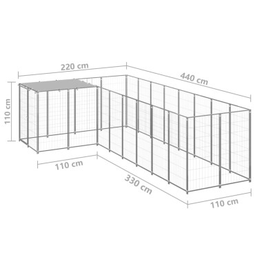vidaXL Σπιτάκι Σκύλου Ασημί 6,05 μ² Ατσάλινο