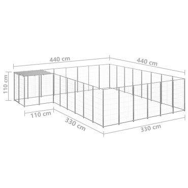 vidaXL Σπιτάκι Σκύλου Ασημί 15,73 μ² Ατσάλινο