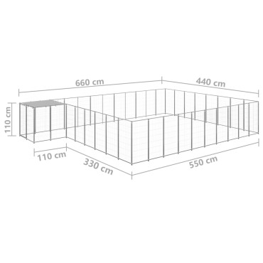 vidaXL Σπιτάκι Σκύλου Ασημί 25,41 μ² Ατσάλινο