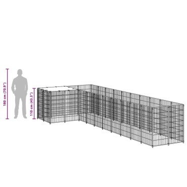 vidaXL Σπιτάκι Σκύλου Μαύρο 7,26 μ² Ατσάλινο