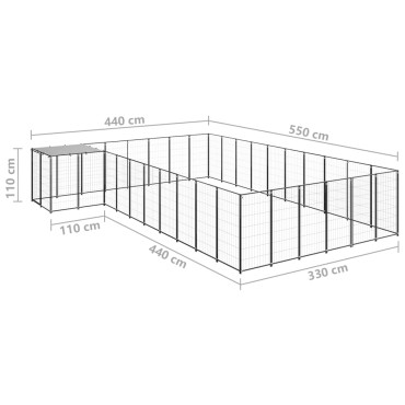 vidaXL Σπιτάκι Σκύλου Μαύρο 19,36 μ² Ατσάλινο