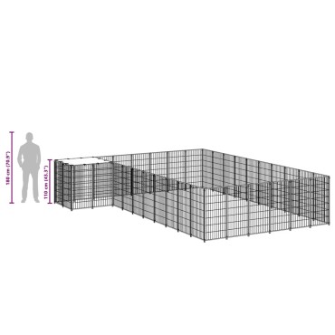 vidaXL Σπιτάκι Σκύλου Μαύρο 19,36 μ² Ατσάλινο