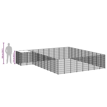 vidaXL Σπιτάκι Σκύλου Μαύρο 25,41 μ² Ατσάλινο