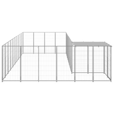 vidaXL Σπιτάκι Σκύλου Ασημί 13,31 μ² Ατσάλινο