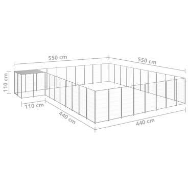 vidaXL Σπιτάκι Σκύλου Ασημί 25,41 μ² Ατσάλινο