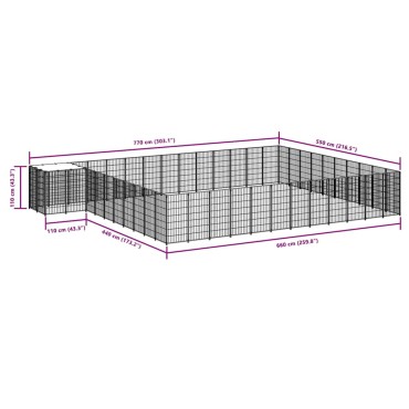 vidaXL Σπιτάκι Σκύλου Ασημί 37,51 μ² Ατσάλινο