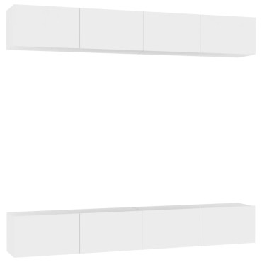vidaXL Έπιπλα Τηλεόρασης 4 τεμ. Λευκά 100x30x30cm Επεξ. Ξύλο
