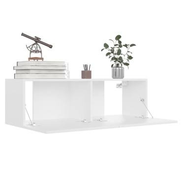 vidaXL Έπιπλα Τηλεόρασης 4 τεμ. Λευκά 100x30x30cm Επεξ. Ξύλο
