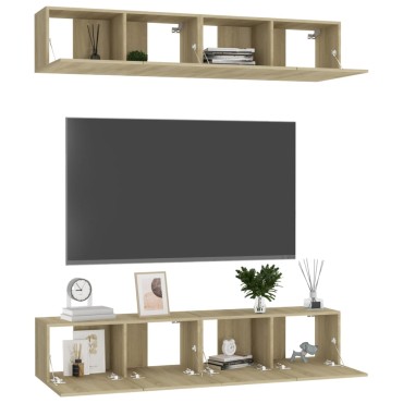 vidaXL Έπιπλα Τηλεόρασης 4 τεμ. Sonoma Δρυς 80x30x30cm Επεξ. Ξύλο