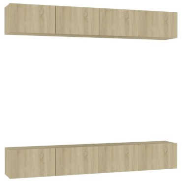 vidaXL Έπιπλα Τηλεόρασης 4 τεμ. Sonoma Δρυς 100x30x30 εκ. Επεξ. Ξύλο