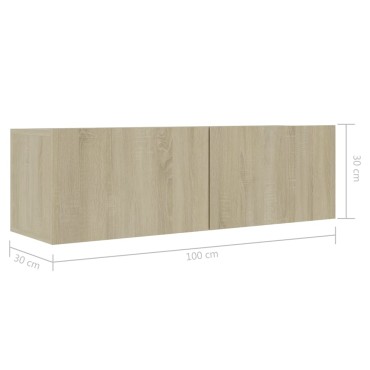 vidaXL Έπιπλα Τηλεόρασης 4 τεμ. Sonoma Δρυς 100x30x30cm Επεξ. Ξύλο