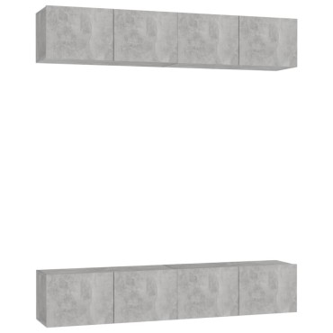 vidaXL Έπιπλα Τηλεόρασης 4 τεμ. Γκρι Σκυρ. 80x30x30cm από Επεξ. Ξύλο