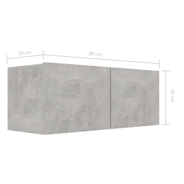 vidaXL Έπιπλα Τηλεόρασης 4 τεμ. Γκρι Σκυρ. 80x30x30cm από Επεξ. Ξύλο