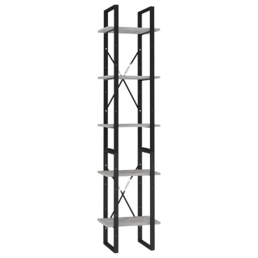 vidaXL Βιβλιοθήκη με 5 Ράφια Γκρι Σκυρ. 40x30x175cm Επεξ. Ξύλο 1 τεμ.