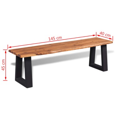 vidaXL Πάγκος από Μασίφ Ξύλο Ακακίας 145x40x45cm 1 τεμ.