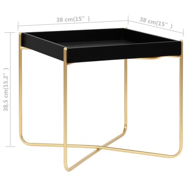 vidaXL Τραπέζι Βοηθητικό Μαύρο / Χρυσό 38x38x38,5cm από MDF 1 τεμ.