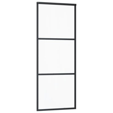 vidaXL Πόρτα Συρόμενη 3 πάνελ Μαύρη 76 x 205 εκ. από Γυαλί ESG / Αλουμίνιο