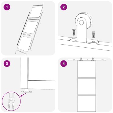 vidaXL Πόρτα Συρόμενη 3 πάνελ Μαύρη 76 x 205 εκ. από Γυαλί ESG / Αλουμίνιο