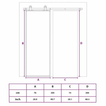 vidaXL Πόρτα Συρόμενη 3 πάνελ Μαύρη 76 x 205 εκ. από Γυαλί ESG / Αλουμίνιο