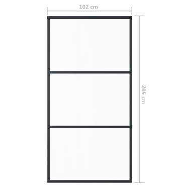 vidaXL Πόρτα Συρόμενη Μαύρη 102 x 205 εκ. από Γυαλί ESG / Αλουμίνιο