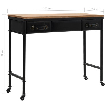 vidaXL Τραπέζι Κονσόλα 100x33,5x80cm από MDF και Ξύλο Ελάτης 1 τεμ.