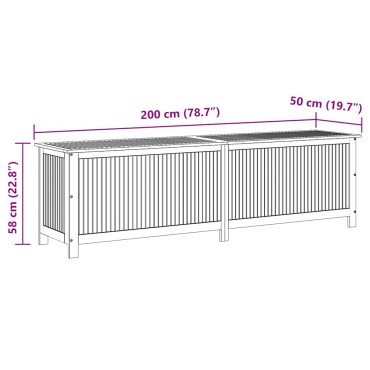 vidaXL Μπαούλο Αποθήκευσης Κήπου 200x50x58cm από Μασίφ Ξύλο Ακακίας 1 τεμ.