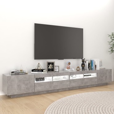 vidaXL Έπιπλο Τηλεόρασης με LED Γκρι Σκυροδέματος 260x35x40cm