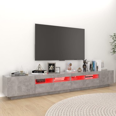 vidaXL Έπιπλο Τηλεόρασης με LED Γκρι Σκυροδέματος 260x35x40cm