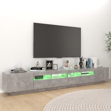 vidaXL Έπιπλο Τηλεόρασης με LED Γκρι Σκυροδέματος 260x35x40cm