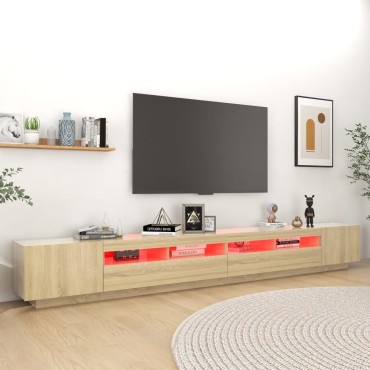 vidaXL Έπιπλο Τηλεόρασης με LED Sonoma Δρυς 300x35x40cm
