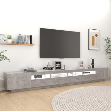 vidaXL Έπιπλο Τηλεόρασης με LED Γκρι Σκυροδέματος 300x35x40cm