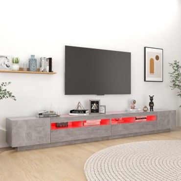 vidaXL Έπιπλο Τηλεόρασης με LED Γκρι Σκυροδέματος 300x35x40cm