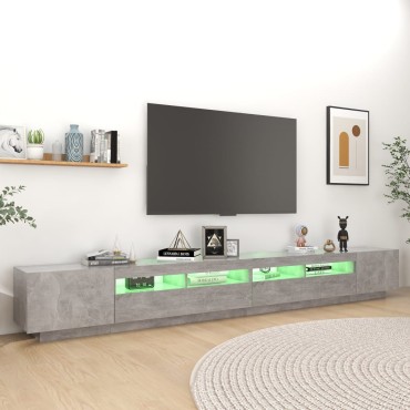 vidaXL Έπιπλο Τηλεόρασης με LED Γκρι Σκυροδέματος 300x35x40cm